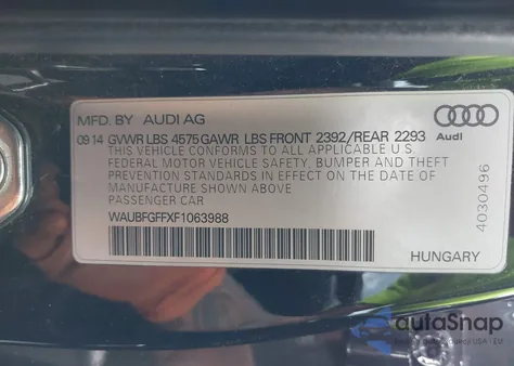 2015 Audi A3 2.0T Premium z USA, uszkodzony, nr VIN WAUBFGFFXF1063988